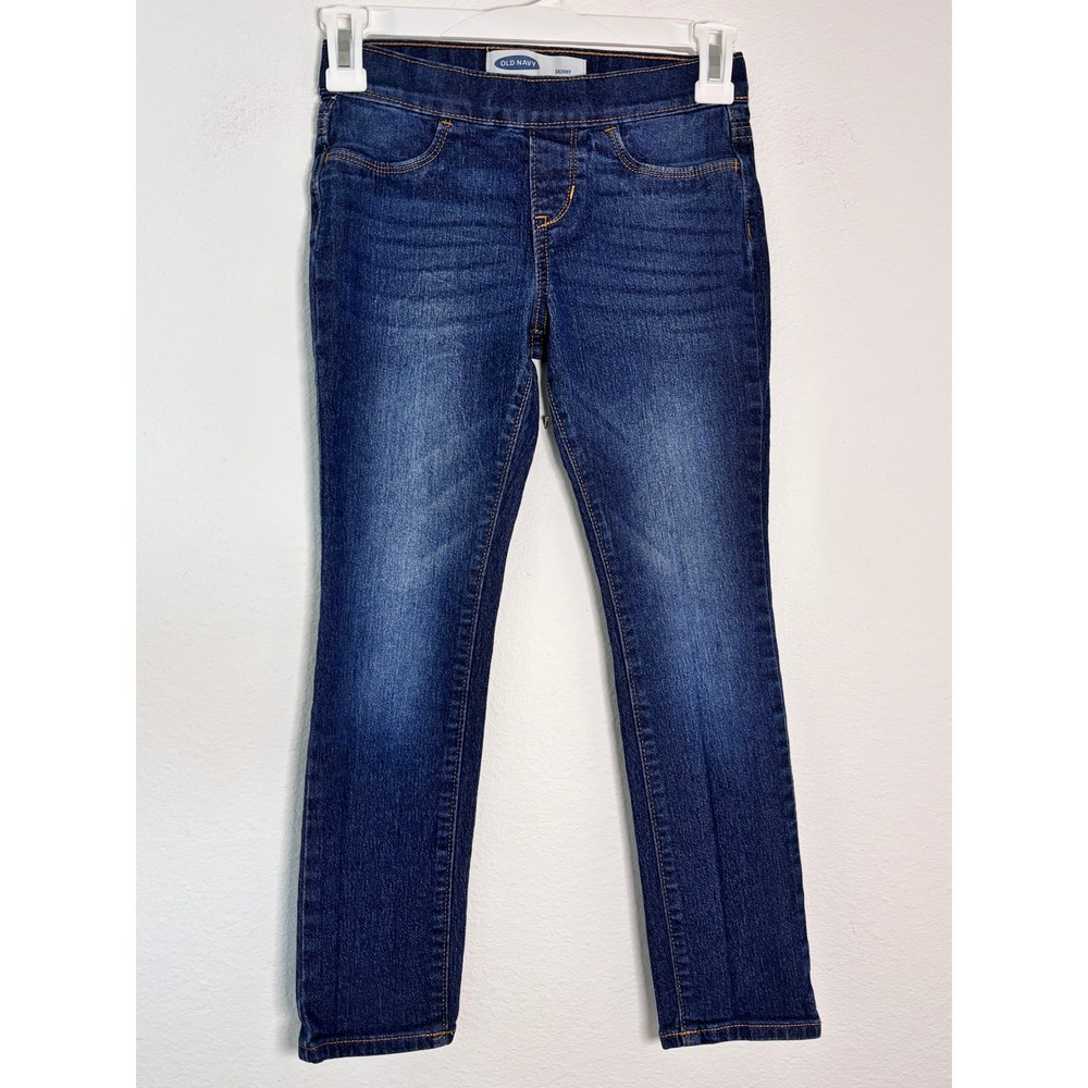 Old Navy Girls Skinny Pull On Jeans Dark Wash Denim Size M 8 Stretch Jeggings
